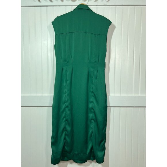 Jason Wu Green Sleeveless Concealed Double Breasted Button Front Dress Career - Picture 3 of 9